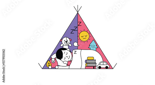 Cozy evening adventure inside a tent with adorable companions and playful toys