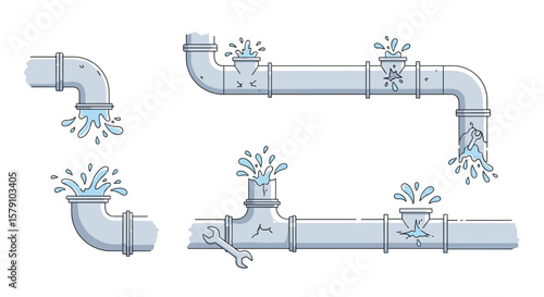 Leaking pipes causing water damage plumbing system issues and repair needs