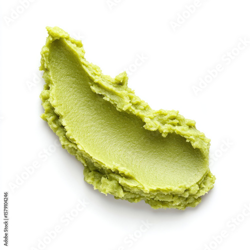 Green wasabi paste spread line isolated on white background