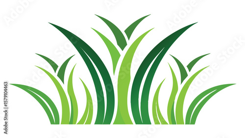 Stylized Grass Blades Vector on White Background 
