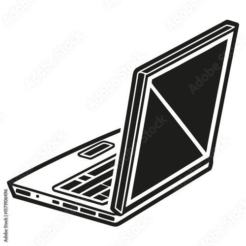 Black laptop open vector icon computer technology