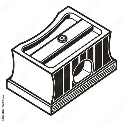 Black pencil sharpener isometric vector white