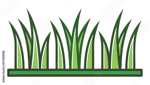 Grass blades in a row, green color, close up