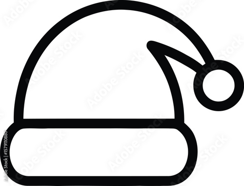 Santa Claus hat vector illustration, filled design editable outline icon.