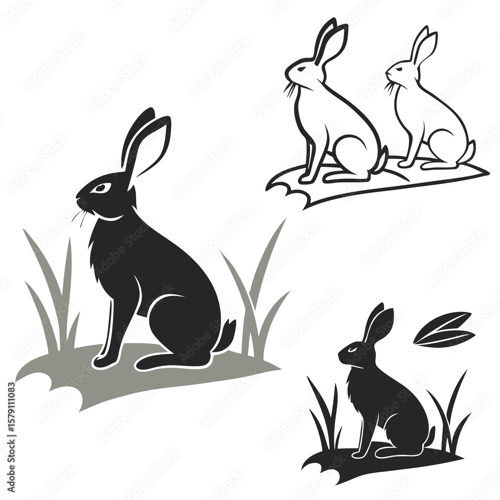 Fototapeta premium black rabbit silhouette