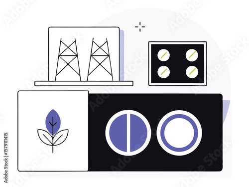 Conceptual illustration featuring elements for design and sustainable energy concepts