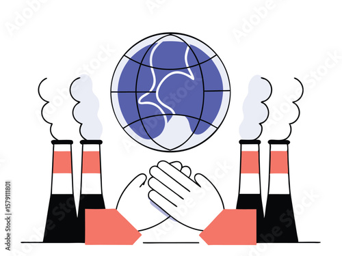 Environmental protection and global warming awareness illustration with clean flat design