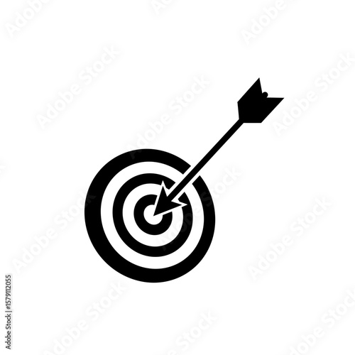 Target Achieved: An arrow pierces the bullseye of a target, symbolizing precision, focus, and attainment of goals.