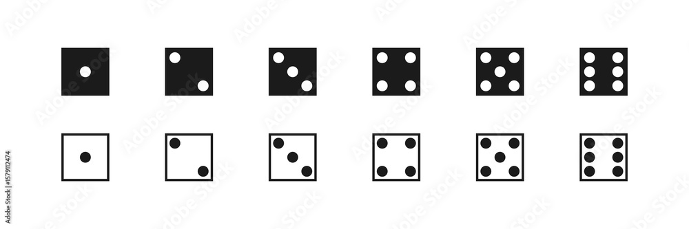 Dice black icon set. Cube from one to six. Vector Dice black icon set. Cube from one to six. Vector