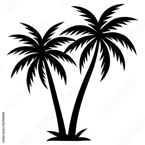 Palm tree duo silhouette vector illustration