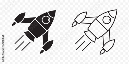 Rocket icon set illustration. Startup sign and symbol. rocket launcher icon.