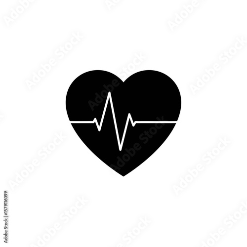 Heartbeat of Health: A minimalist graphic design depicting a heart with a cardiogram, conveying concepts of life, wellness, and the rhythm of existence.