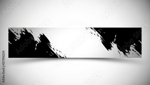 A horizontal banner with black grunge brush strokes png