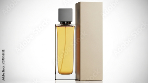 Elegant perfume bottle with its packaging box png