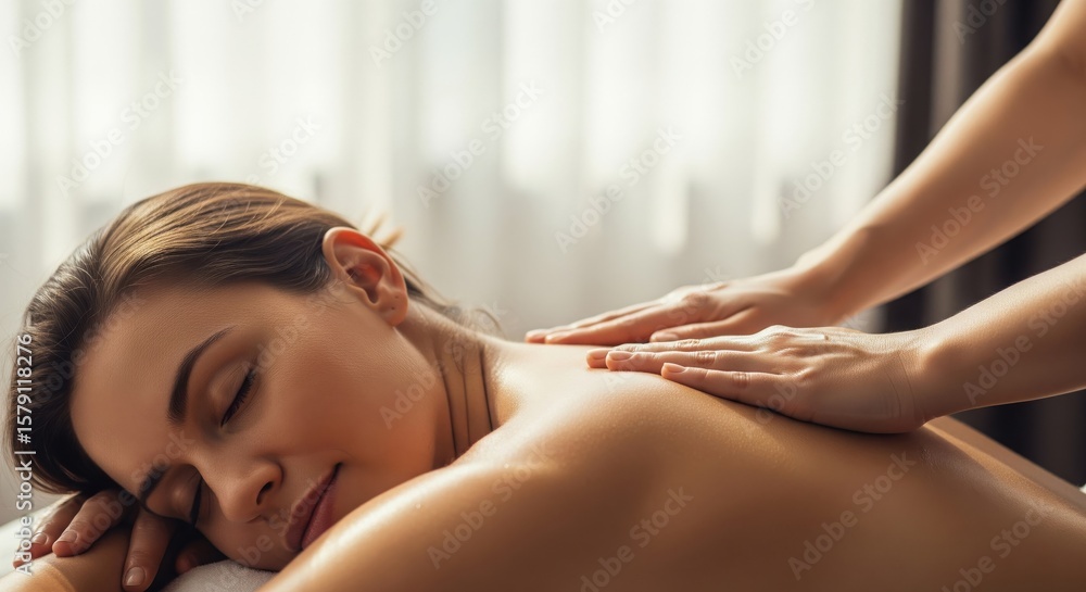 Obraz premium Relaxing Back Massage for Woman at Spa