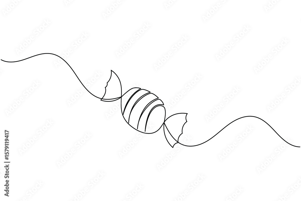 Fototapeta premium Candy continuous one line drawing on white background in minimalist style outline vector illustration