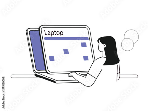 Illustration of a person using a laptop with modern minimalist style