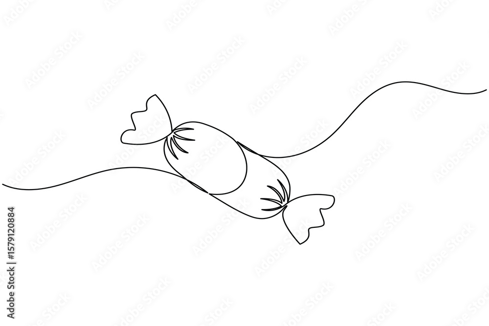 Fototapeta premium Candy continuous one line drawing on white background in minimalist style outline vector illustration