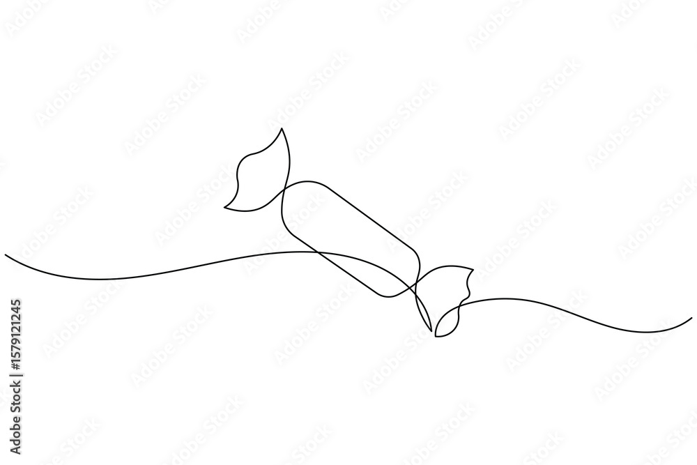 Obraz premium Candy continuous one line drawing on white background in minimalist style outline vector illustration