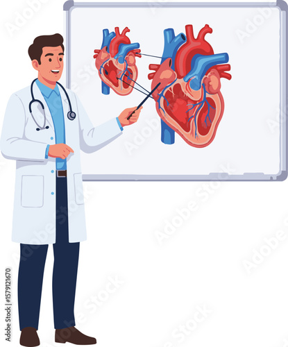 2D flat vector Doctor explaining with board