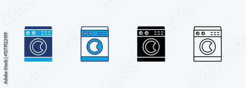 Washing Machine Icon Set Multiple Style Collection