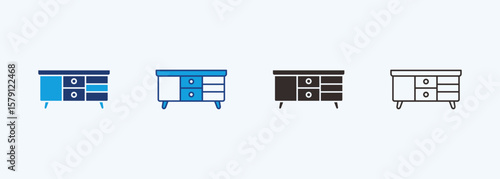 Sideboard Icon Set Multiple Style Collection