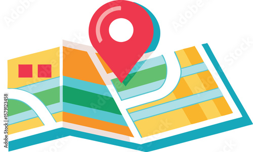 A collection of stylized GPS and map illustrations, featuring navigation pins, location icons, and abstract map elements, often set against a modern, clean background