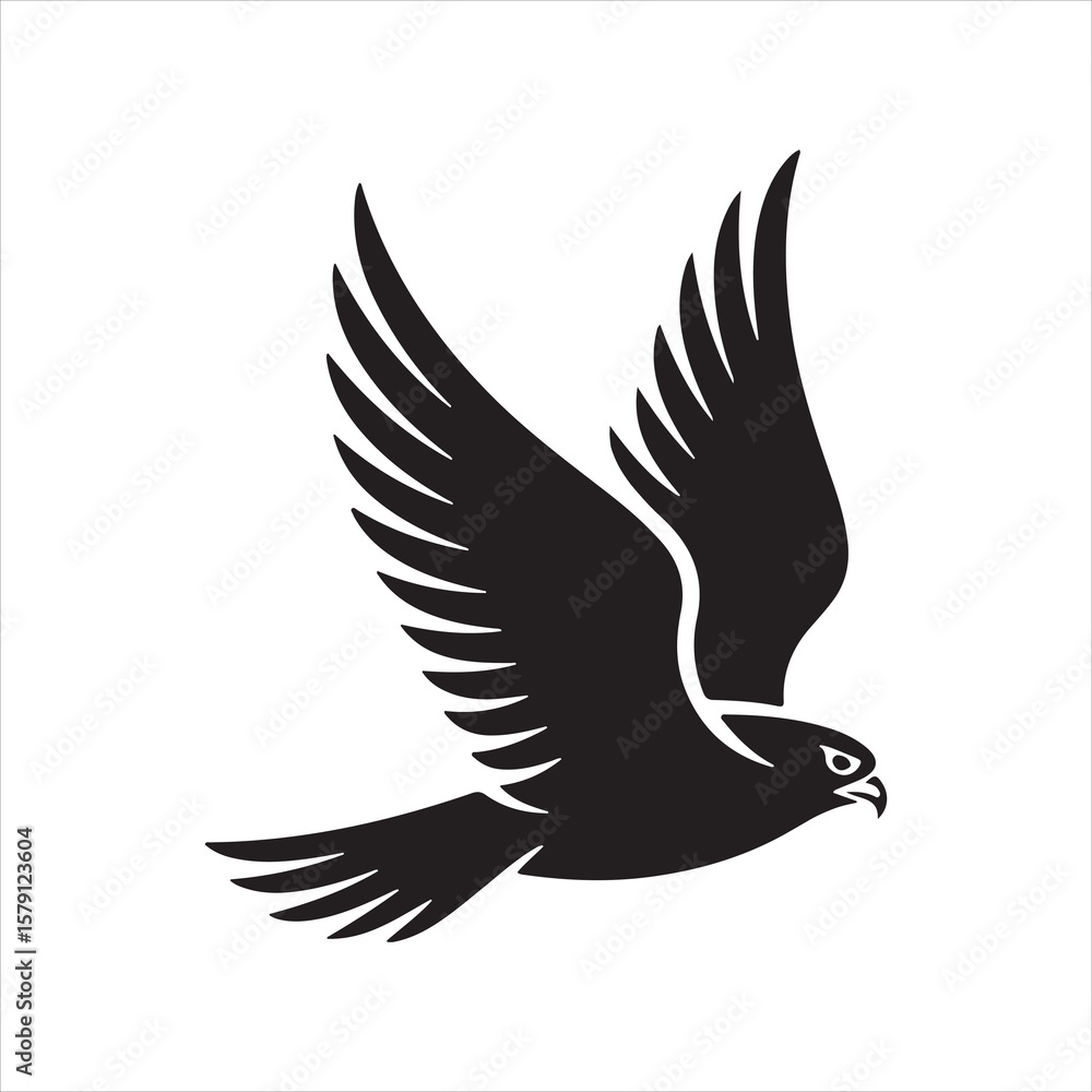 Obraz premium A flying black silhouette bird