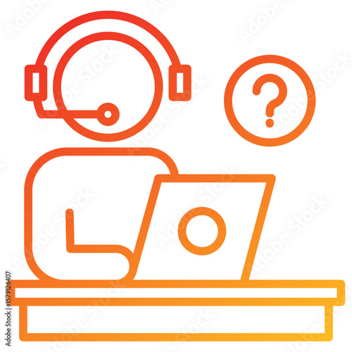 Helpdesk Line Gradient Icon