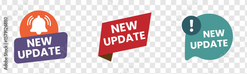 Set of new update, New update alert, New update with bell 