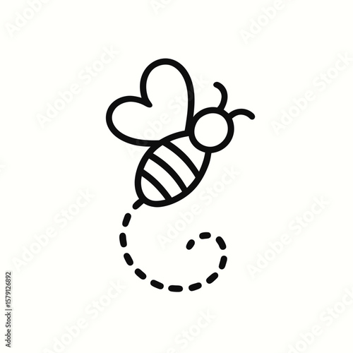 A charming bee with heart-shaped wings creates a delightful design, perfect for adding a touch of nature-inspired whimsy to any creative project.