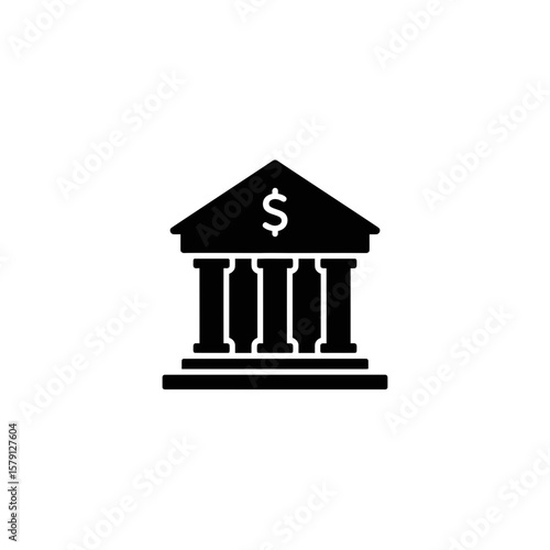 Bank Silhouette: A minimalist silhouette of a classic bank building, rendered in stark black, with iconic columns, symbolic of trust and stability.