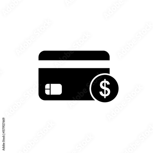 Financial Transaction Concept: A minimalistic, yet potent visual representation of financial transactions, a sleek, dark credit card paired with a dollar symbol.