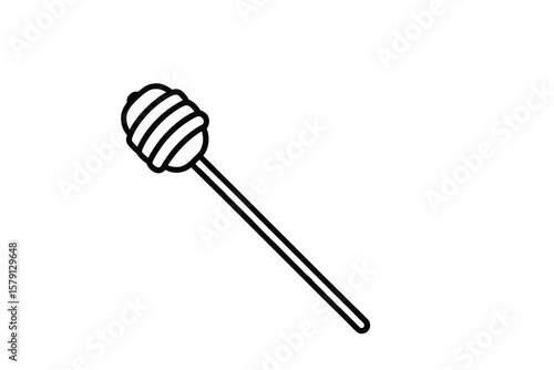 Elegant Honey Dipper with Grooved Tip and Long Handle Presented in a Clean Black and White Silhouette Style Illustration silhouette simple elegant honey dipper
