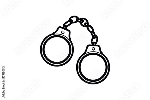 A Simple Black and White Illustration of Handcuffs Connected by a Chain Depicted in a Clean and Minimalist Silhouette Style silhouette This image shows