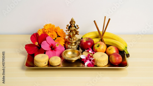 Fototapeta Naklejka Na Ścianę i Meble -  Sacred Offerings: Navratri Puja Essentials