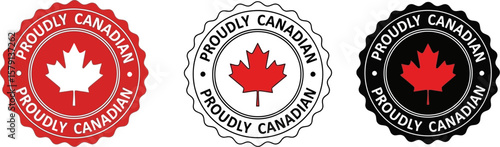 Proudly canadian logo design vector template with maple leaf for canada day and patriotic celebrations