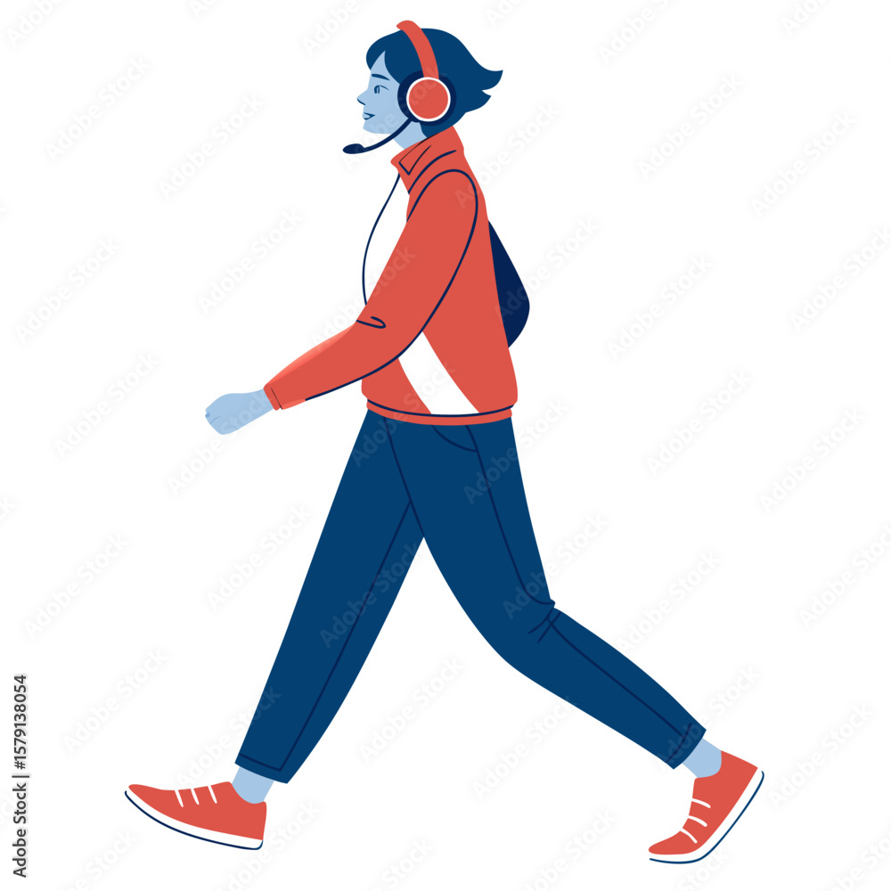 Obraz premium Breathtaking Create Bold Stroke Person Walking with Visual Excellence Standard Dramatic Intense Emotion Suitable for Corporate Communications Digital Marketing Content Creation Creative Asset