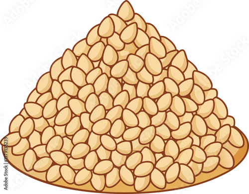 Fresh Vegetable and Produce Graphics A Large Pile of Sesame Seeds on a Flat Surface, Food Illustration, Healthy Diet Concept
