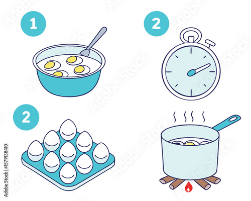 Illustrated step by step guide for perfectly cooked hard boiled eggs recipe