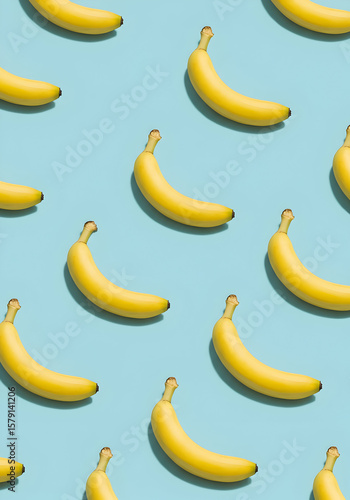 Wallpaper Mural Yummy Yellow Bananas Bright Blue Background Delicious Fruit Pattern Torontodigital.ca