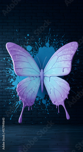 Wallpaper Mural Paint Splatter Butterfly Dark Wall Art Print Torontodigital.ca