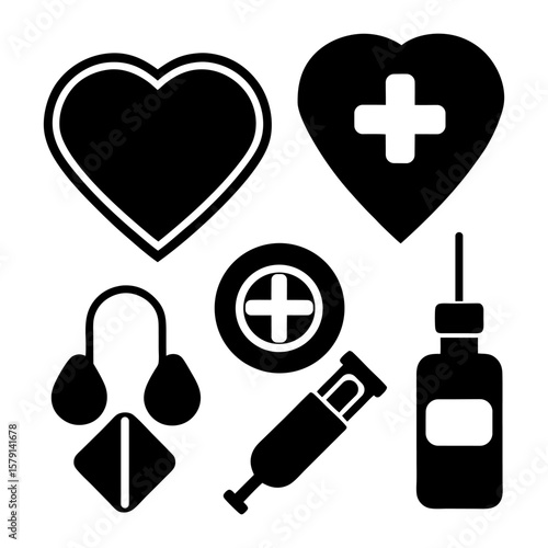 Modern Healthcare and Treatment Symbols Collection.