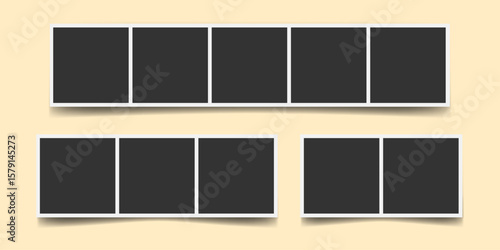 Vector instant photo booth frames set. Photo collage template. Great for scrapbooking, social media, party memories, retro snapshot, mood board design, blog, web banner