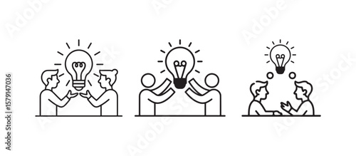 Teamwork and collaboration for generating ideas and innovation isolated on white background