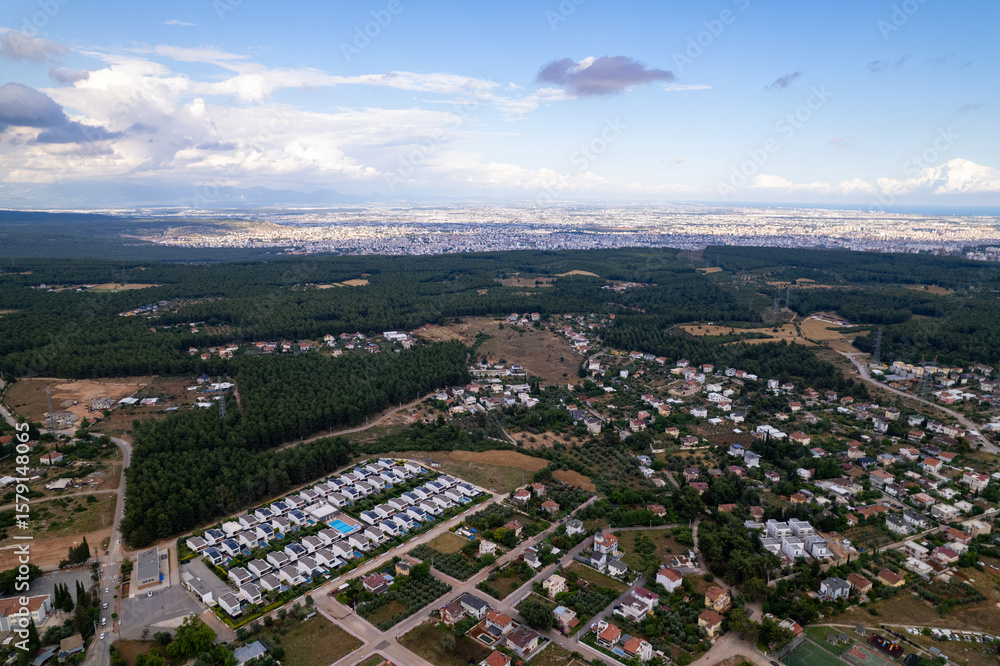 Obraz premium Aerial View of Duacı Village and Döşemealtı District in Antalya, Turkey