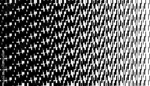 Black and white abstract geometric transition pattern with fade effect for sporty background and jersey design. Fully editable vector element. Vector Format Illustration 