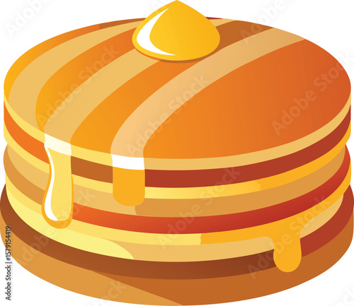 Gelato Swirl Design Presentations Delicious Stack of Golden Pancakes Drizzled with Sweet Honey Syrup, Perfect Breakfast Treat