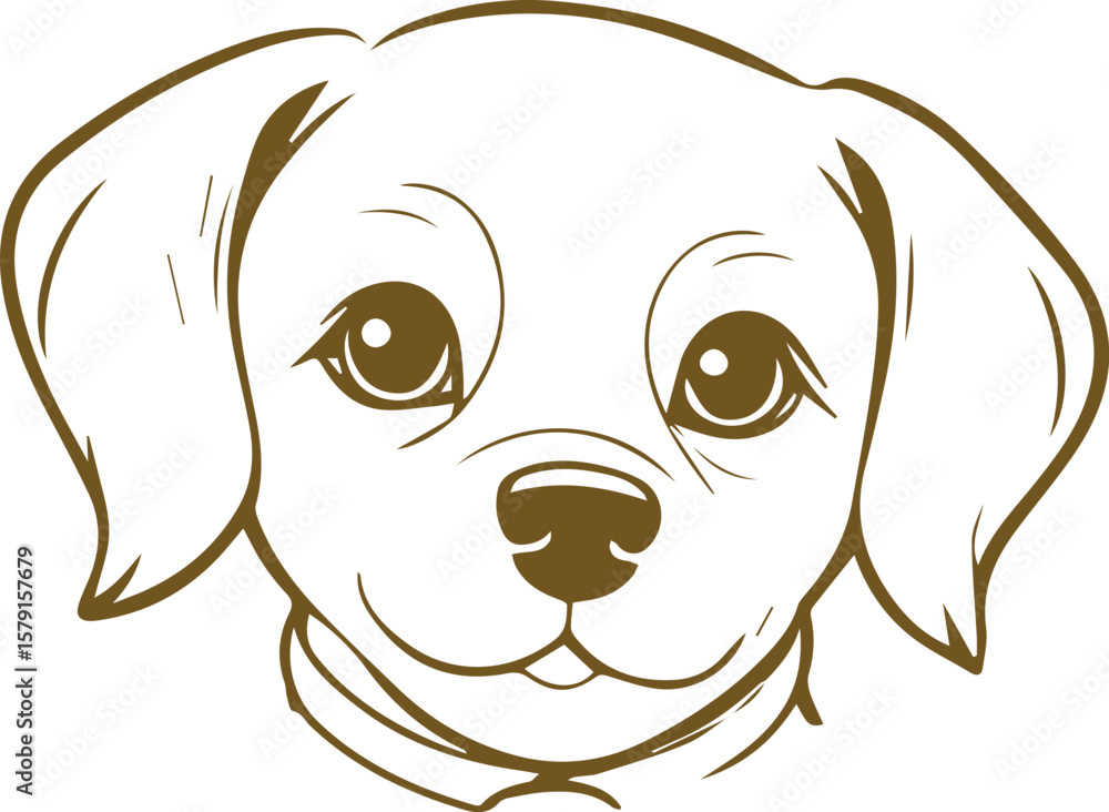 Obraz premium cute line art dog face logo vector art