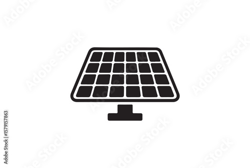 Simple black icon of a solar panel isolated on white background